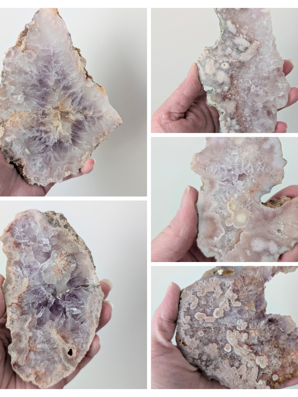Natural Pink Amethyst Crystal Slabs (Lot of 5 Pieces)